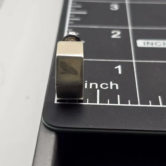 Sterling Silver Geometric C-Hoop Earrings Bold .75" Modern Hexagon Design - Picture 9 of 13